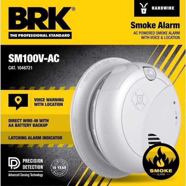 Brk BRK Voice and Locatio Hard-Wired w/Battery Back-up Photoelectric Smoke Detector 1 pk 1046721 - main